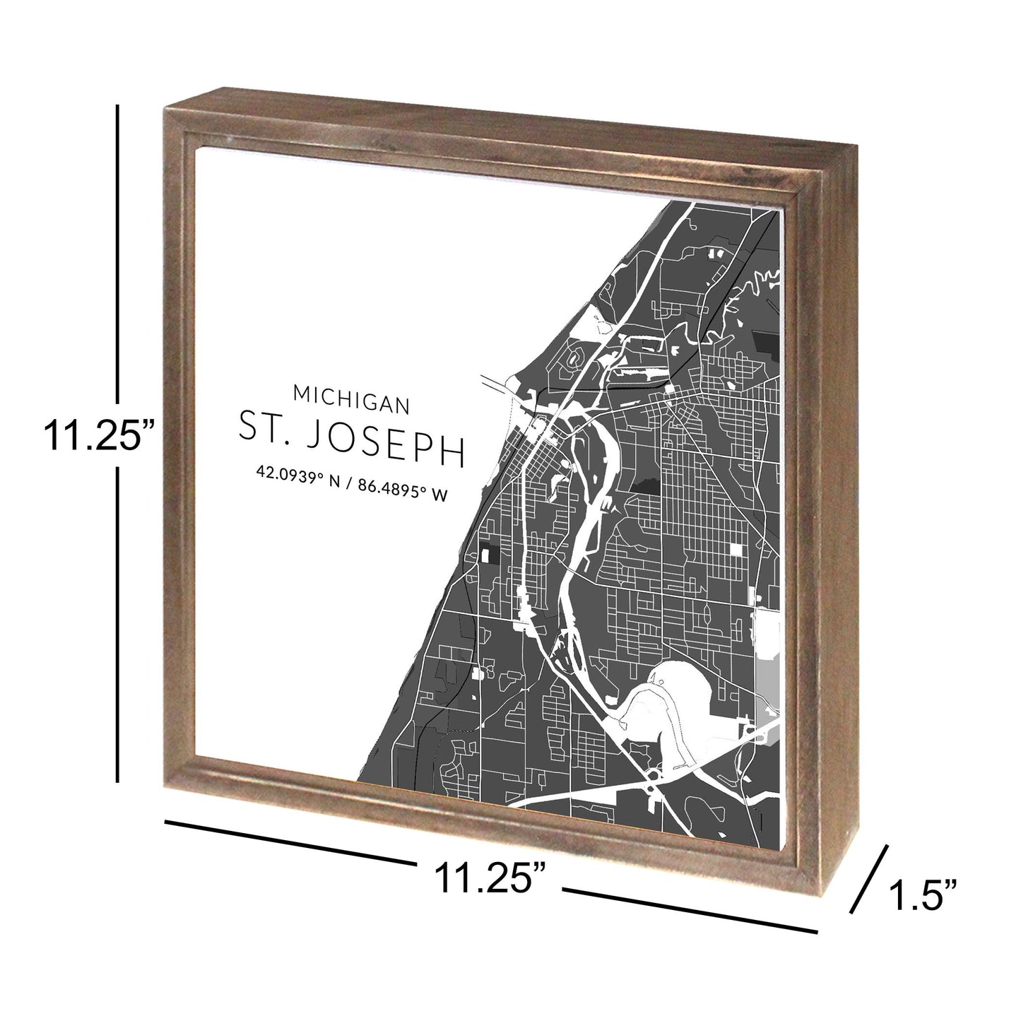 St Joseph Black And White Map | Wood Sign | Eaches | Min 1