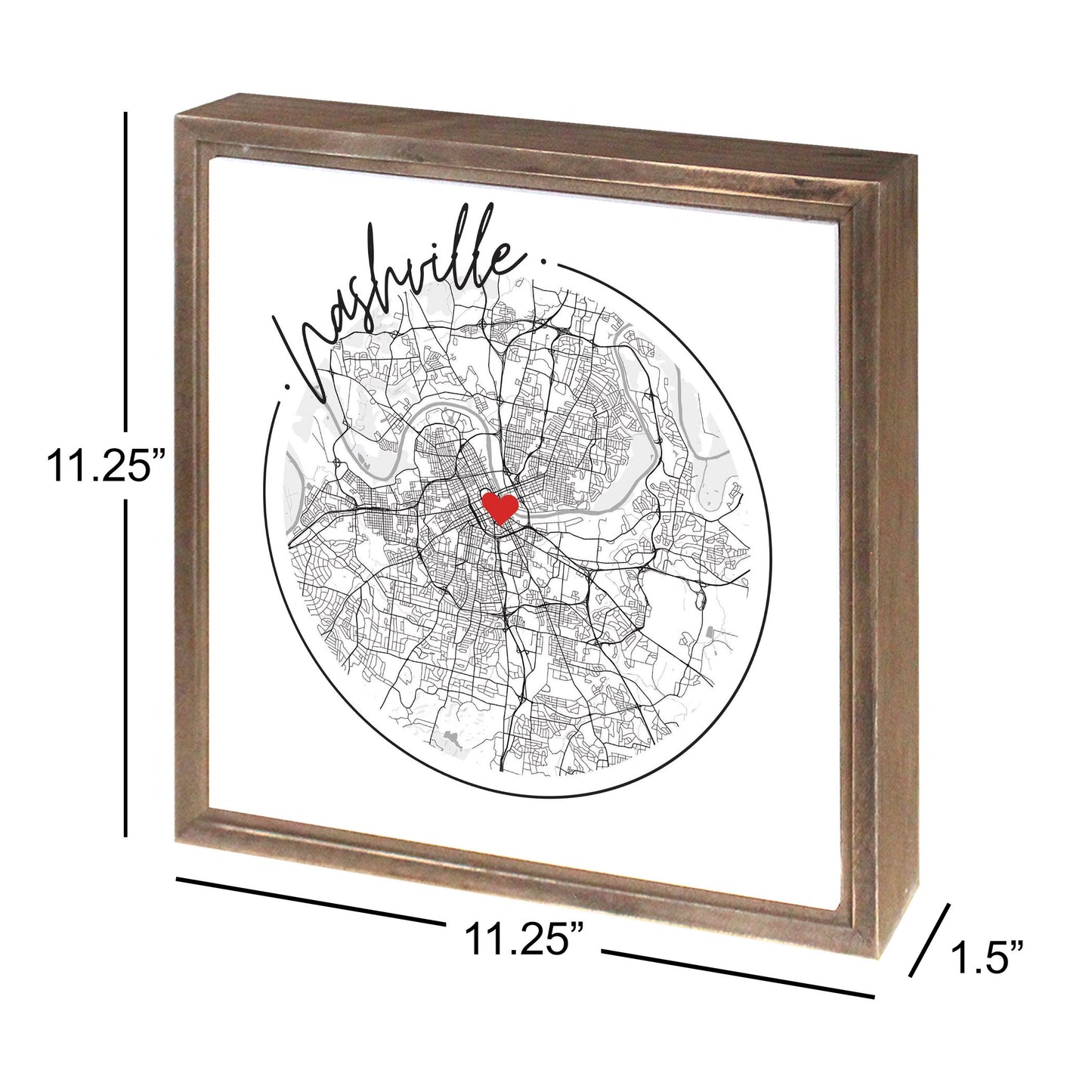 Minimalist B&W Tennessee Nashville Circle Map Heart | Wood Sign | Eaches | Min 1