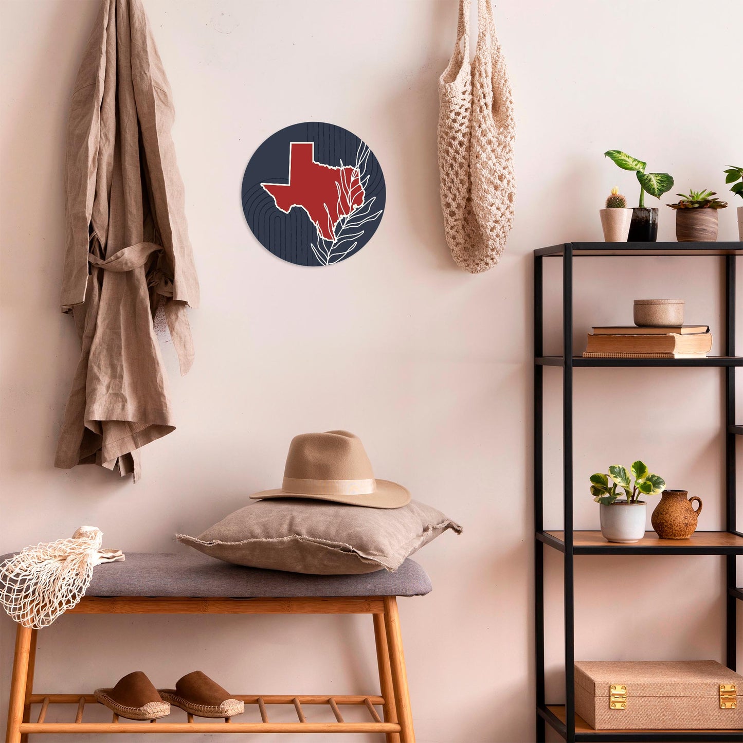 Modern Minimalist Texas Colors Shape Leaf | Wood Sign | Eaches | Min 1