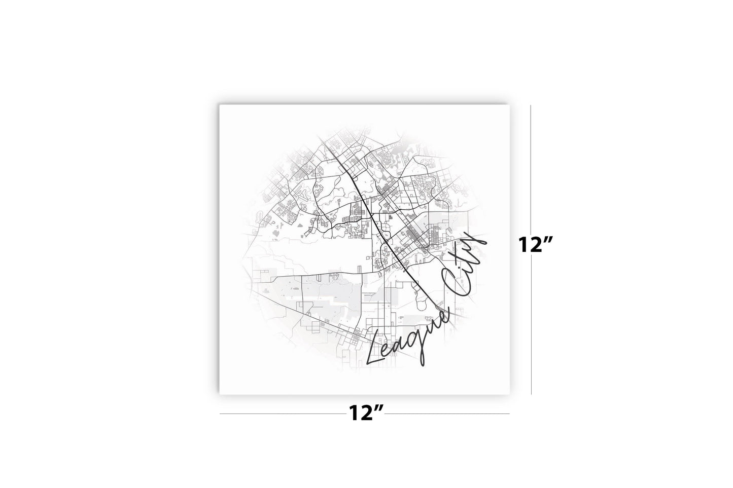 Minimalistic B&W Texas League City Circle Map | Wood Sign | Eaches | Min 2