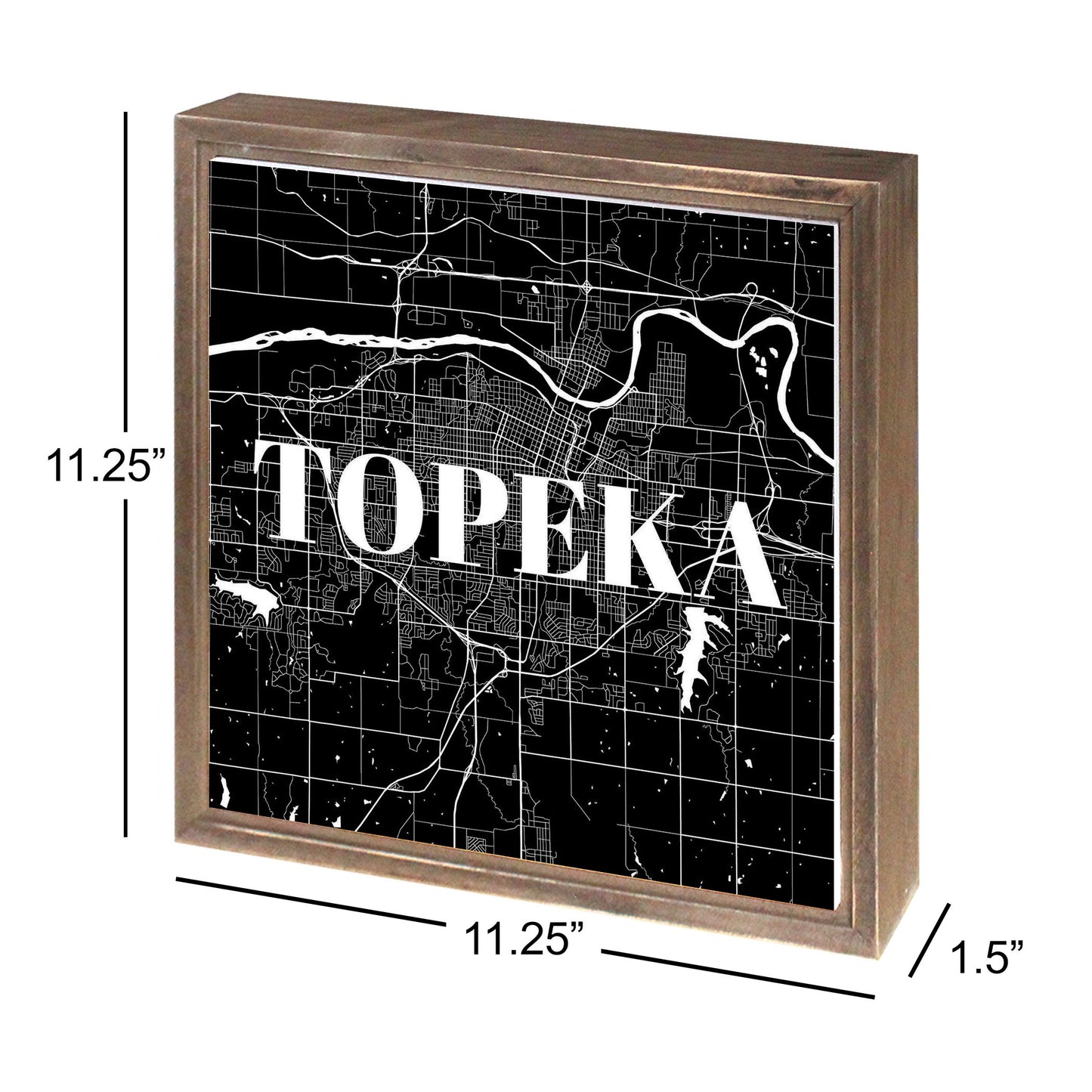 Minimalist B&W Kansas Topeka Map | Wood Sign | Eaches | Min 1