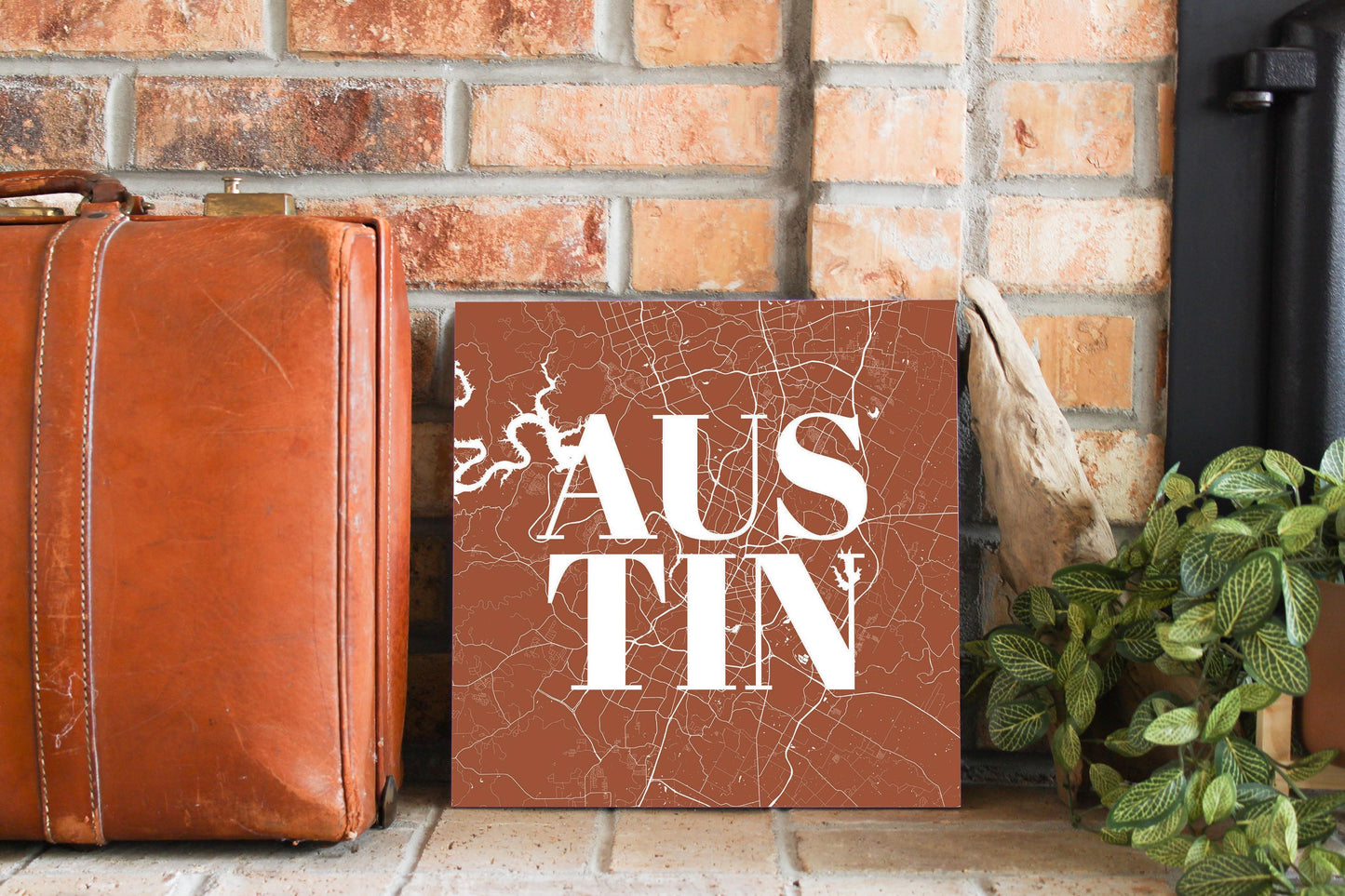 Modern Minimalist Texas Austin Map | Wood Sign | Eaches | Min 2