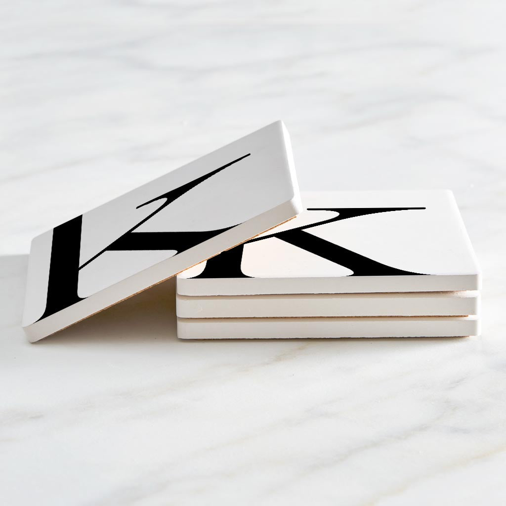 Minimal Monogram K | Absorbent Coasters | Set of 4 | Min 2