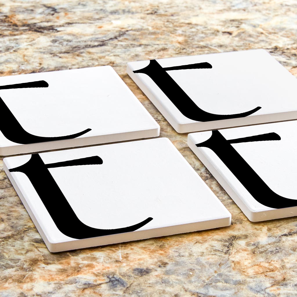 Minimal Monogram T| Absorbent Coasters | Set of 4 | Min 2