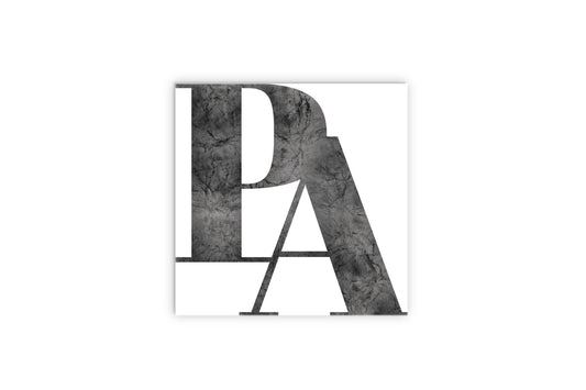 Minimalistic B&W Pennsylvania White Initials | Wood Sign | Eaches | Min 2