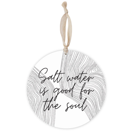 Minimalistic B&W Cape Cod Salt Water | Wood Ornament | Eaches | Min 1