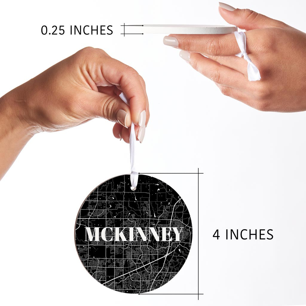 Minimalistic B&W Texas Mckinney Map | Wood Ornament | Eaches | Min 6