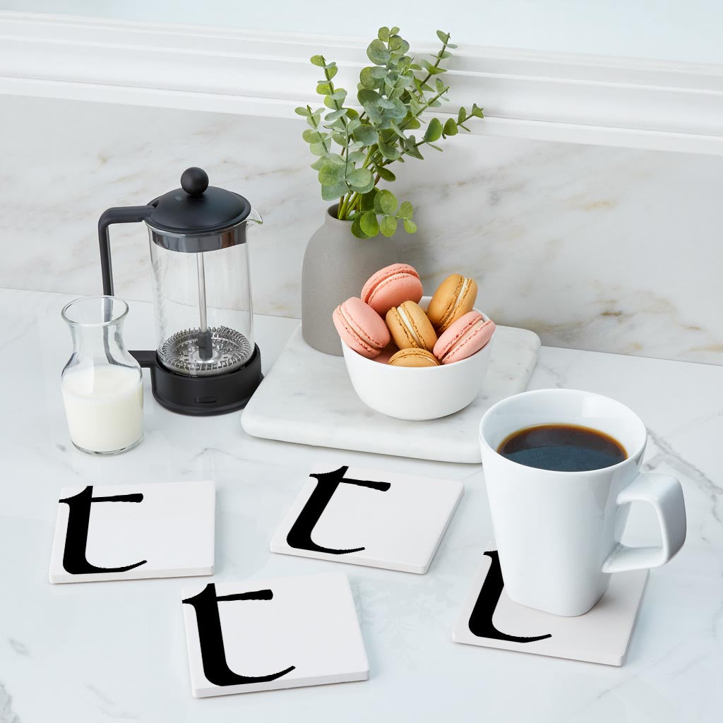 Minimal Monogram T| Absorbent Coasters | Set of 4 | Min 2