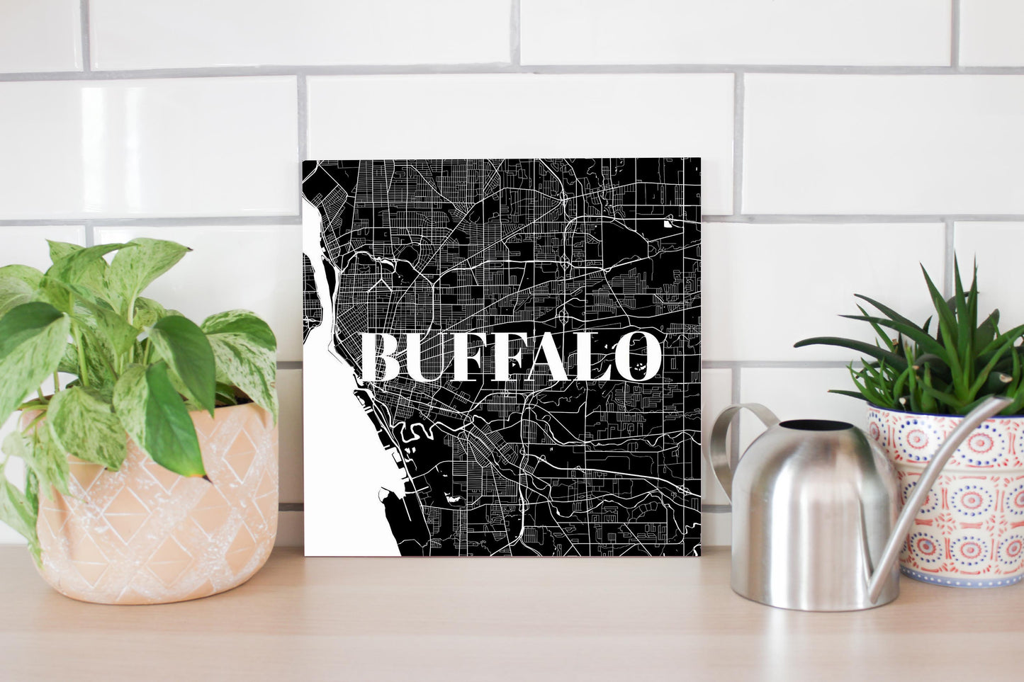 Minimalistic B&W New York Buffalo Map | Wood Sign | Eaches | Min 2