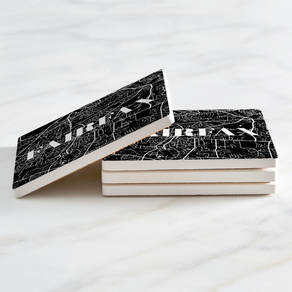 Minimalistic B&W Virginia Fairfax Map | Absorbent Coasters | Set of 4 | Min 2