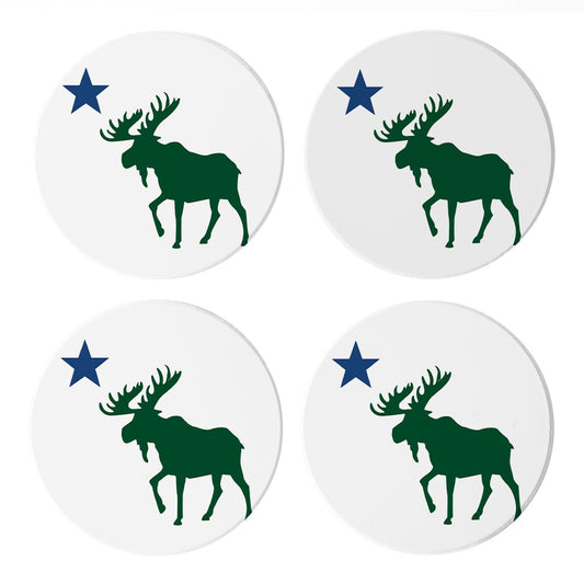 New England Star And Moose| Absorbent Coasters | Set of 4 | Min 2