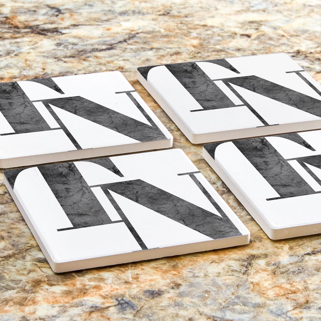 Minimalist B&W Tennessee White Initials | Absorbent Coasters | Set of 4 | Min 2