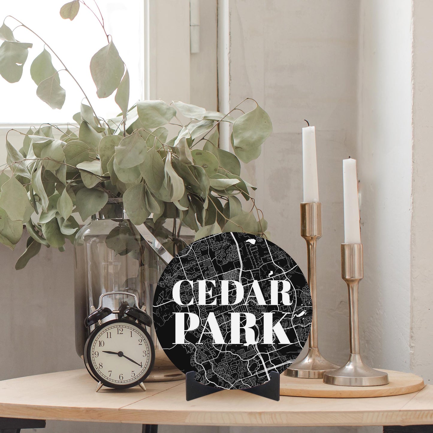 Minimalistic B&W Texas Cedar Park Map | Wood Sign | Eaches | Min 1