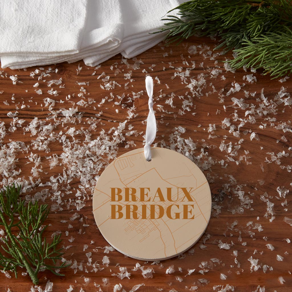 Modern Minimalist Louisiana Breaux Bridge Map | Wood Ornament | Eaches | Min 6