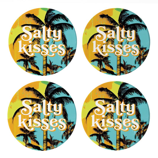 Salty Kisses Palm Trees | Absorbent Coasters | Set of 4 | Min 2