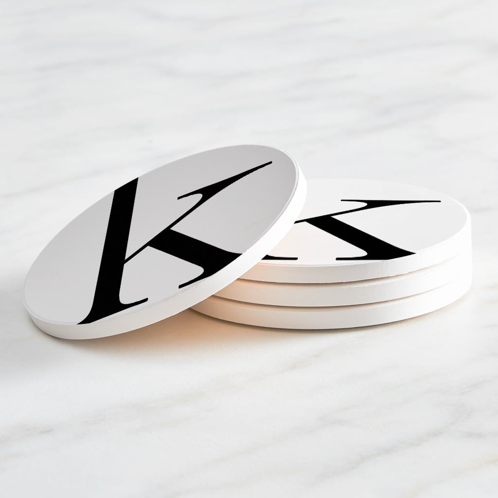 Minimalist Monogram K Circle | Absorbent Coasters | Set of 4 | Min 2