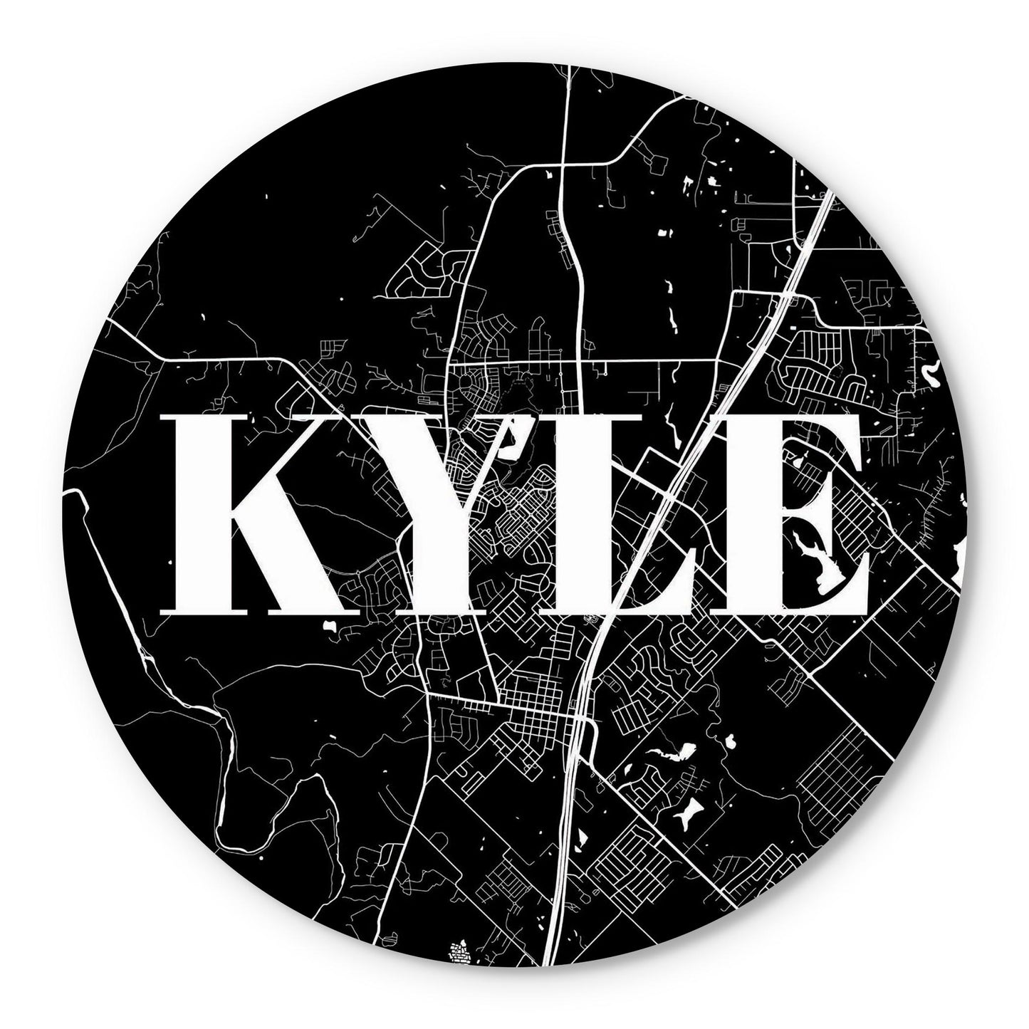 Minimalistic B&W Texas Kyle Map | Wood Sign | Eaches | Min 1