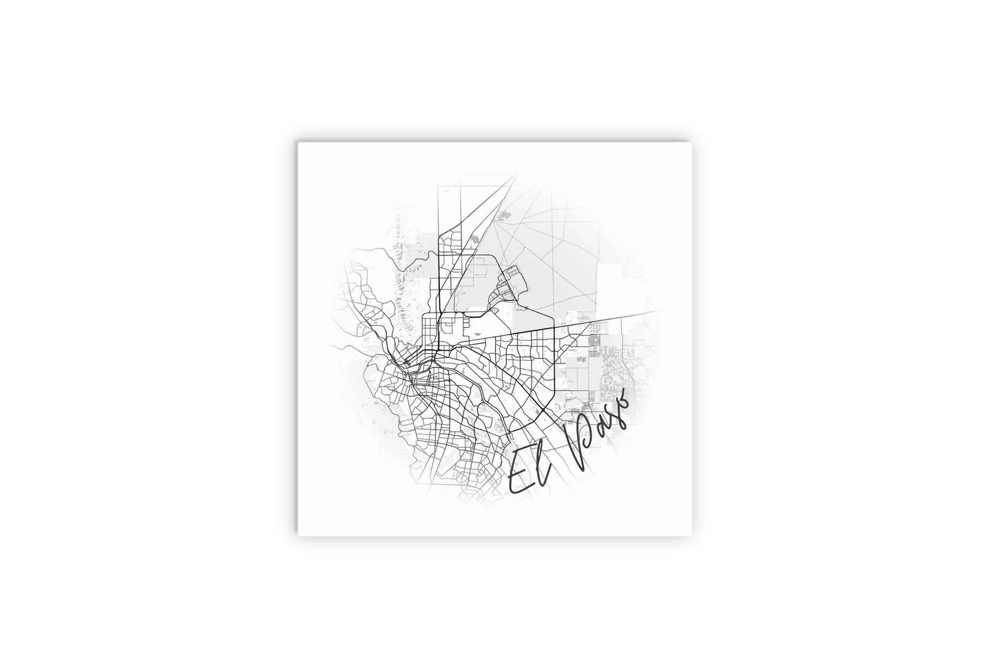 Minimalistic B&W Texas El Paso Circle Map | Wood Sign | Eaches | Min 2