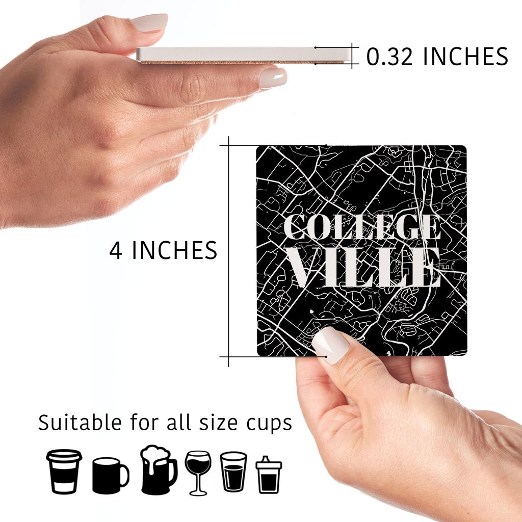 Minimalistic B&W Pennsylvania Collegeville Maps Love | Absorbent Coasters | Set of 4 | Min 2