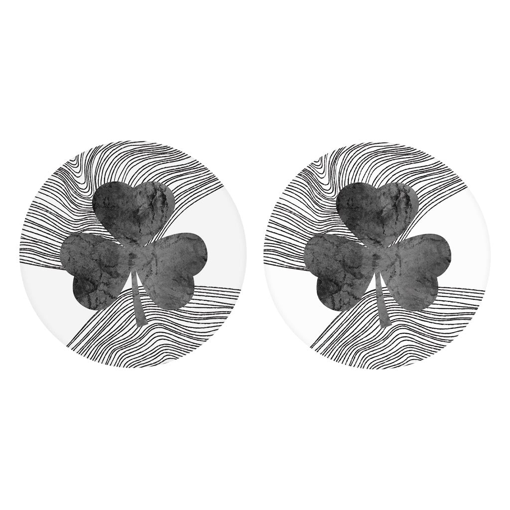 Minimalistic B&W Shamrock Fluid Lines | Absorbent Car Coasters | Set of 2 | Min 4