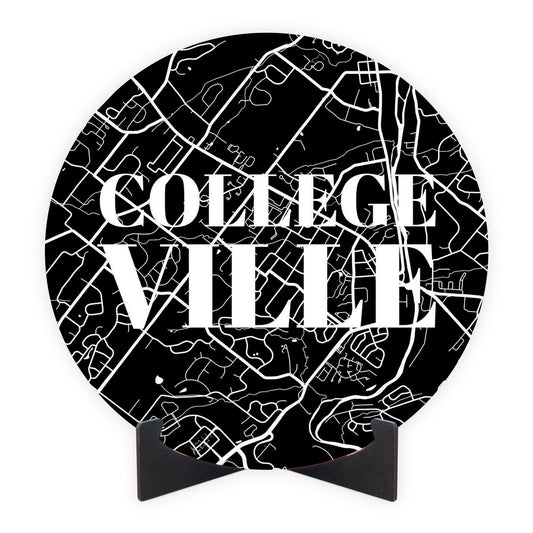 Minimalistic B&W Pennsylvania Collegeville Map | Wood Sign | Eaches | Min 1