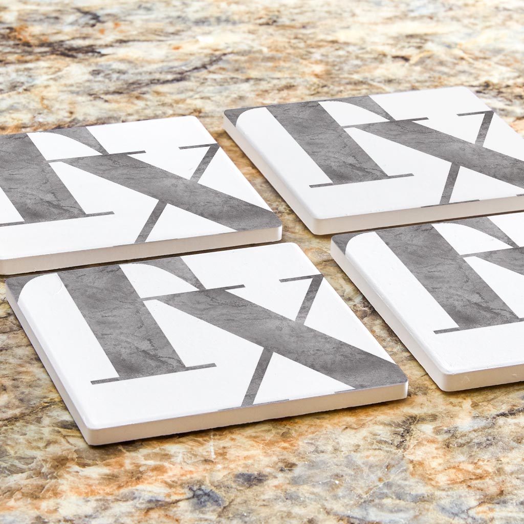 Modern White Texas Initials | Absorbent Coasters | Set of 4 | Min 2