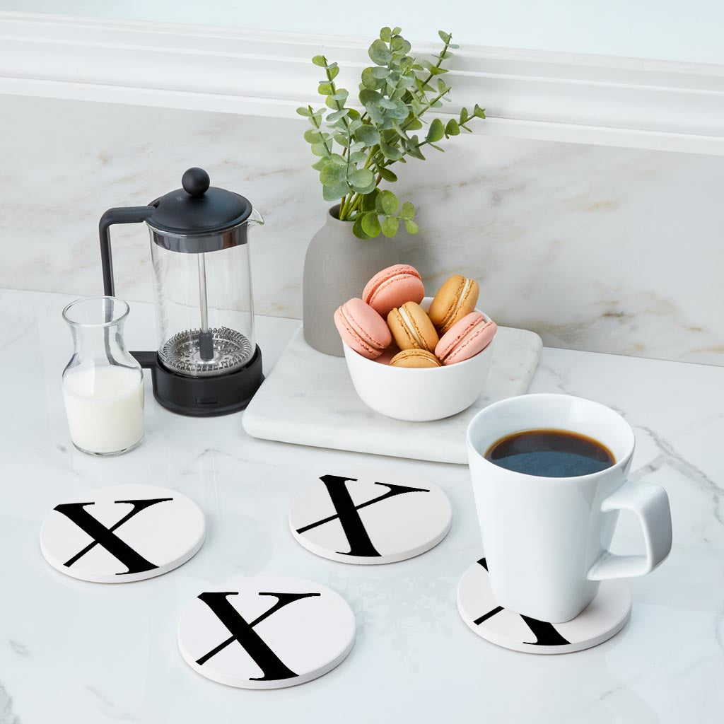 Minimalist Monogram X Circle | Absorbent Coasters | Set of 4 | Min 2