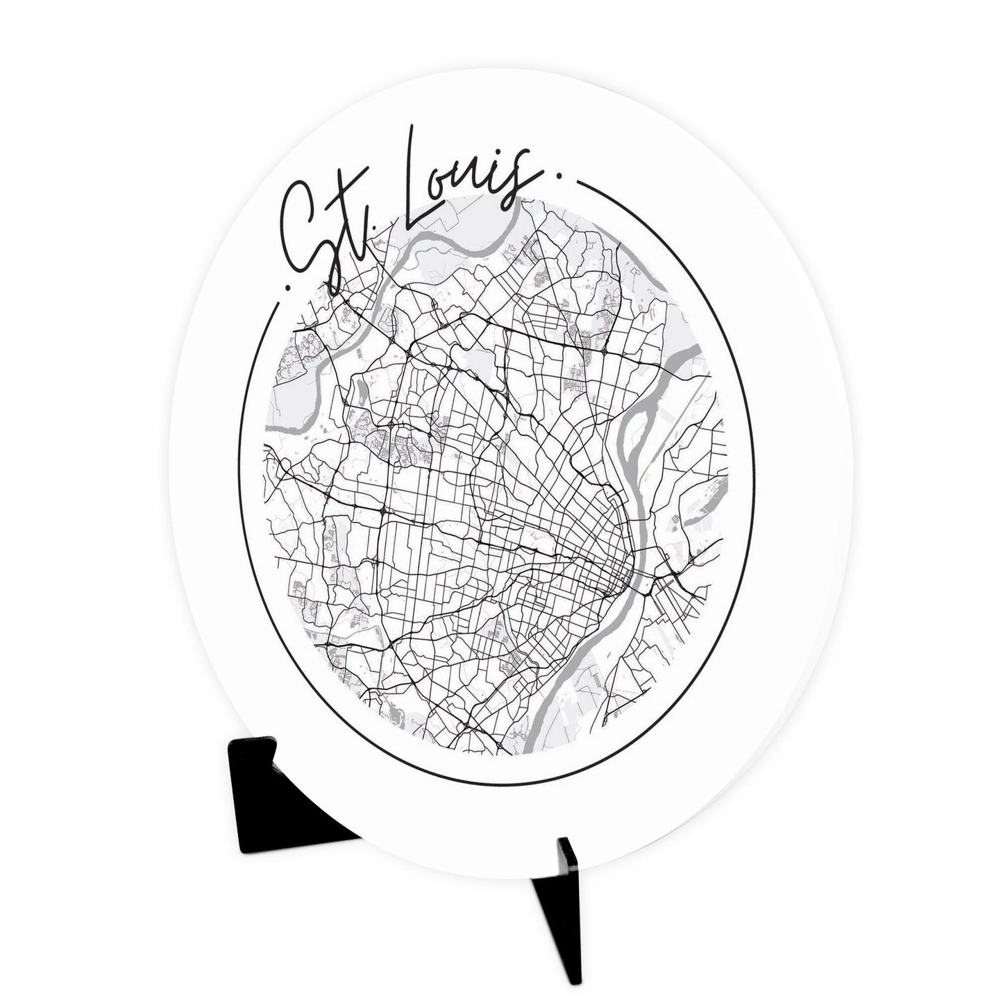 Minimalist B&W Missouri St Louis Circle Map | Wood Sign | Eaches | Min 1