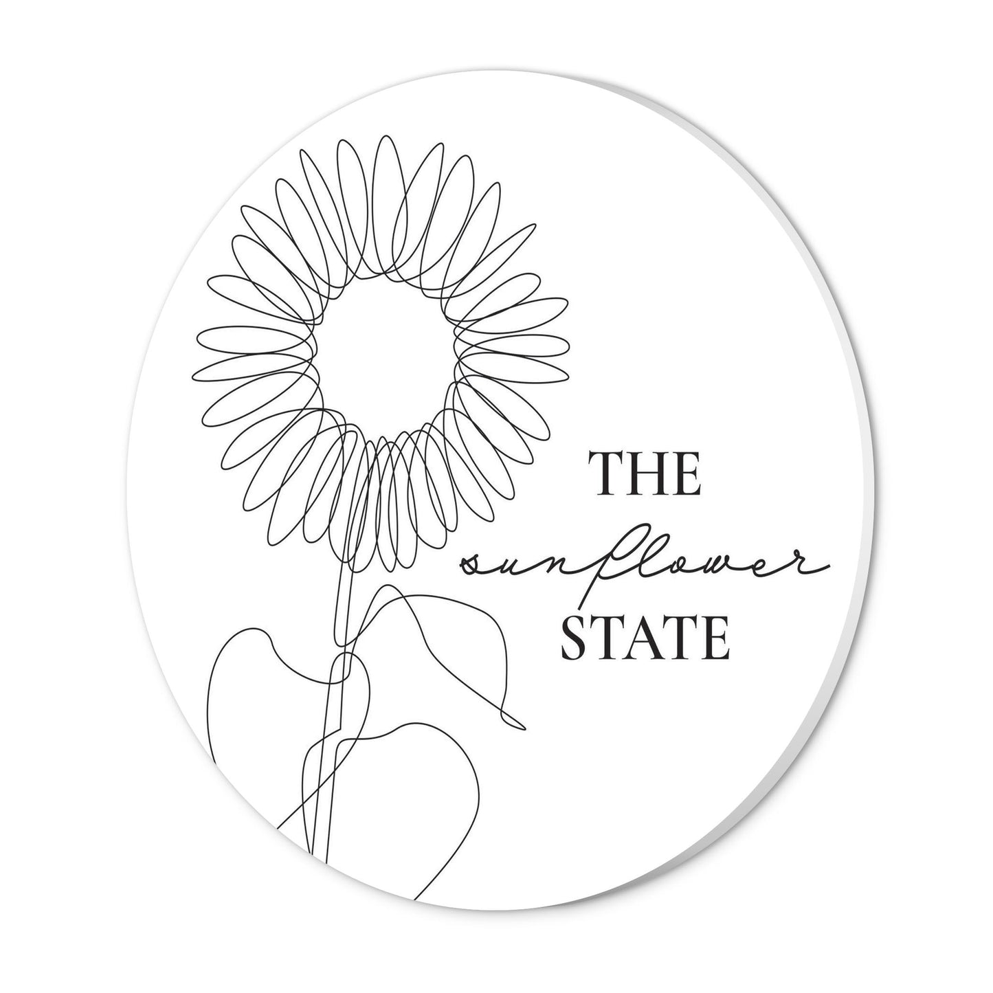 Minimalist B&W Kansas Sunflower Line Drawing | Wood Sign | Eaches | Min 1