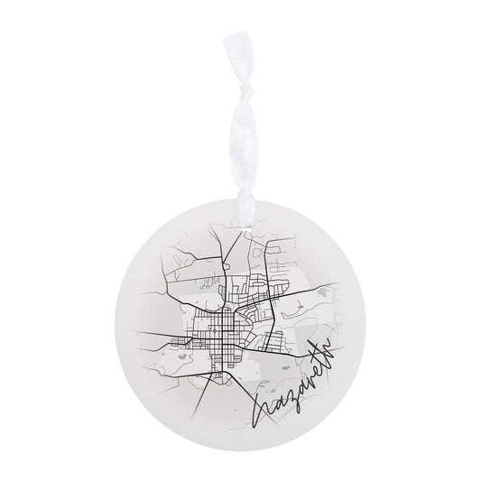 Minimalistic B&W Pennsylvania Nazareth Circle Map| Wood Ornament | Eaches | Min 6