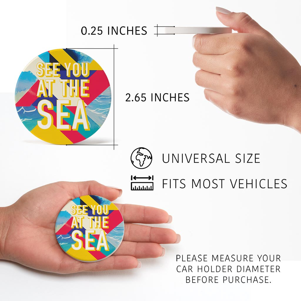 See You At The Sea| Absorbent Car Coasters | Set of 2 | Min 4