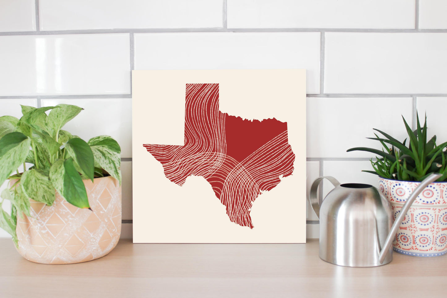 Modern Minimalist Texas Fluid Line State Shape | Wood Sign | Eaches | Min 2