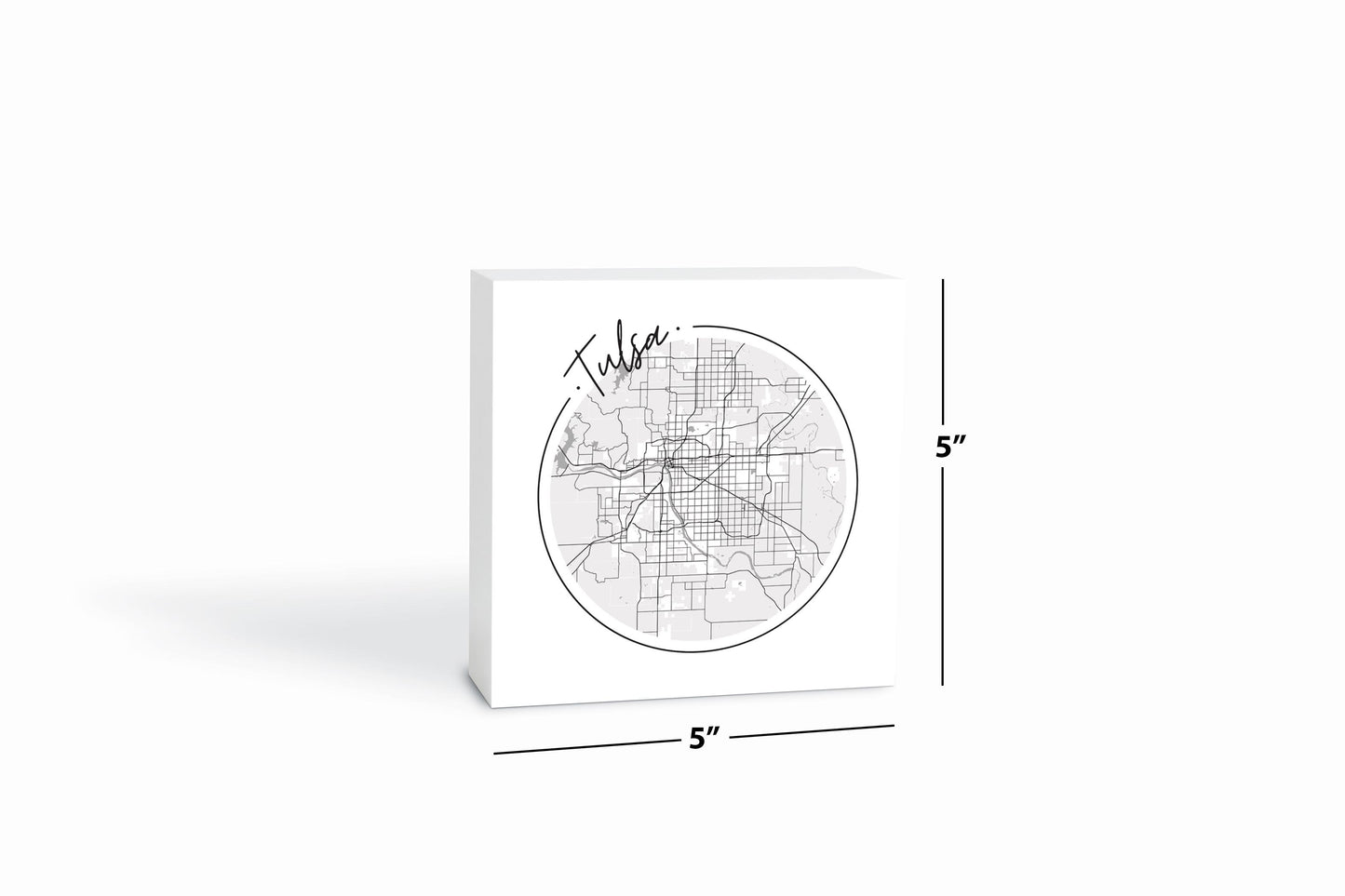 Modern Oklahoma Tulsa Circle Map | Wood Block | Eaches | Min 4