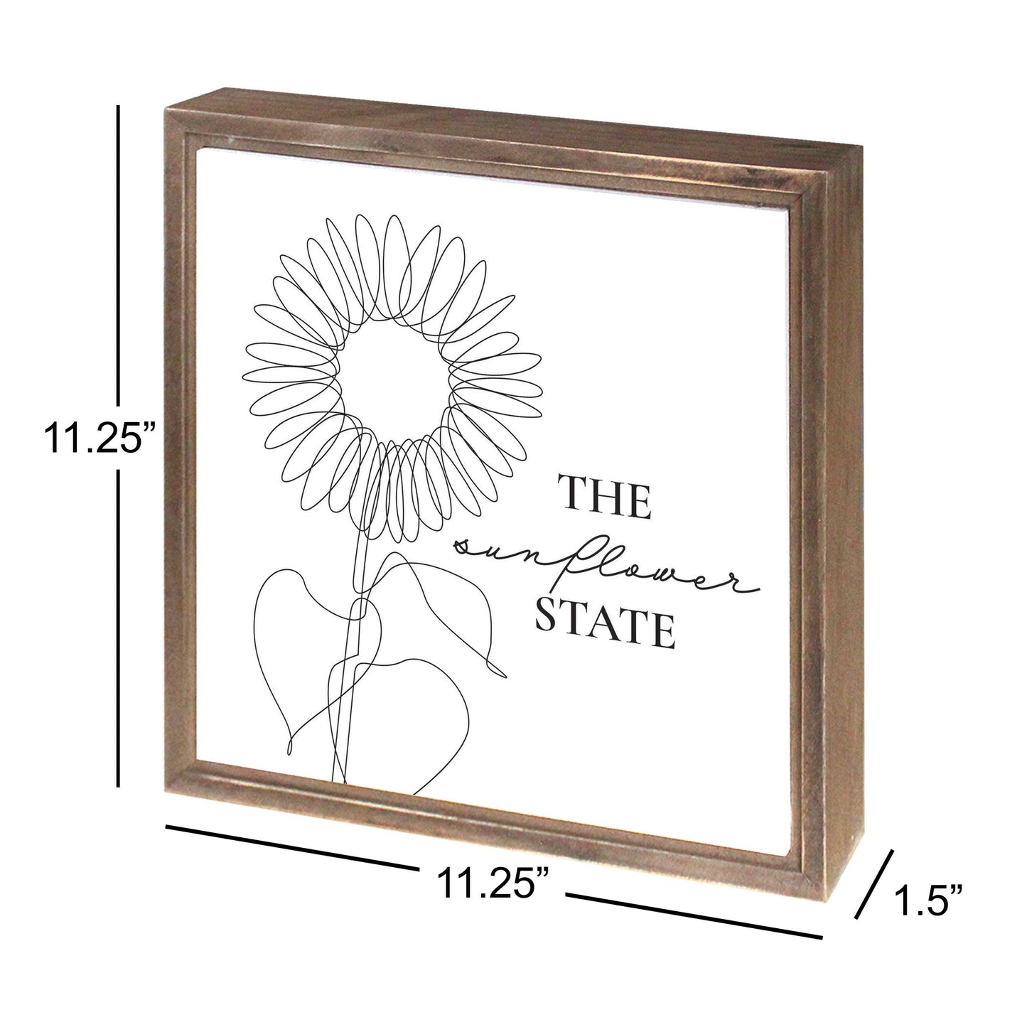 Minimalist B&W Kansas Sunflower Line Drawing | Wood Sign | Eaches | Min 1