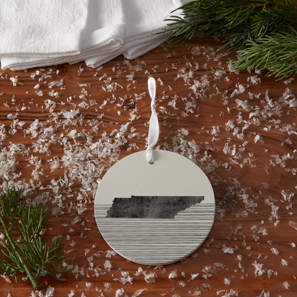 Minimalist B&W Tennessee State With Straight Lines | Wood Ornament | Eaches | Min 6