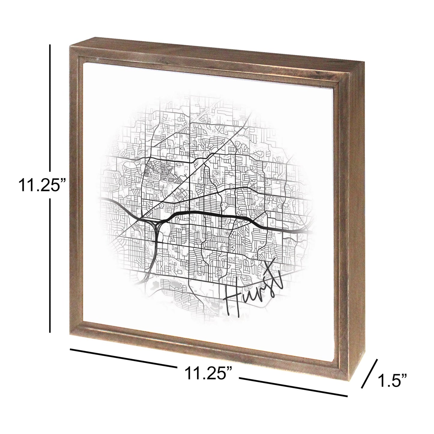 Minimalistic B&W Texas Hurst Circle Map | Wood Sign | Eaches | Min 1