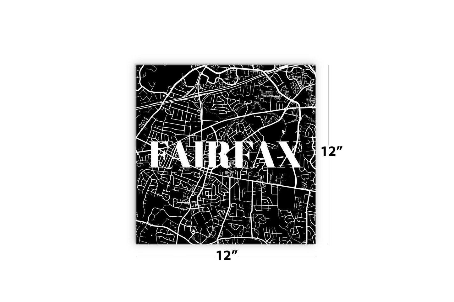 Minimalistic B&W Virginia Fairfax Map | Wood Sign | Eaches | Min 2