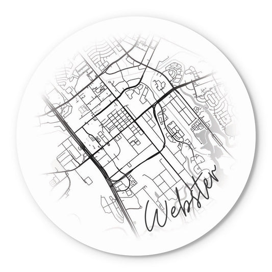 Minimalistic B&W Texas Webster Circle Map | Wood Sign | Eaches | Min 1