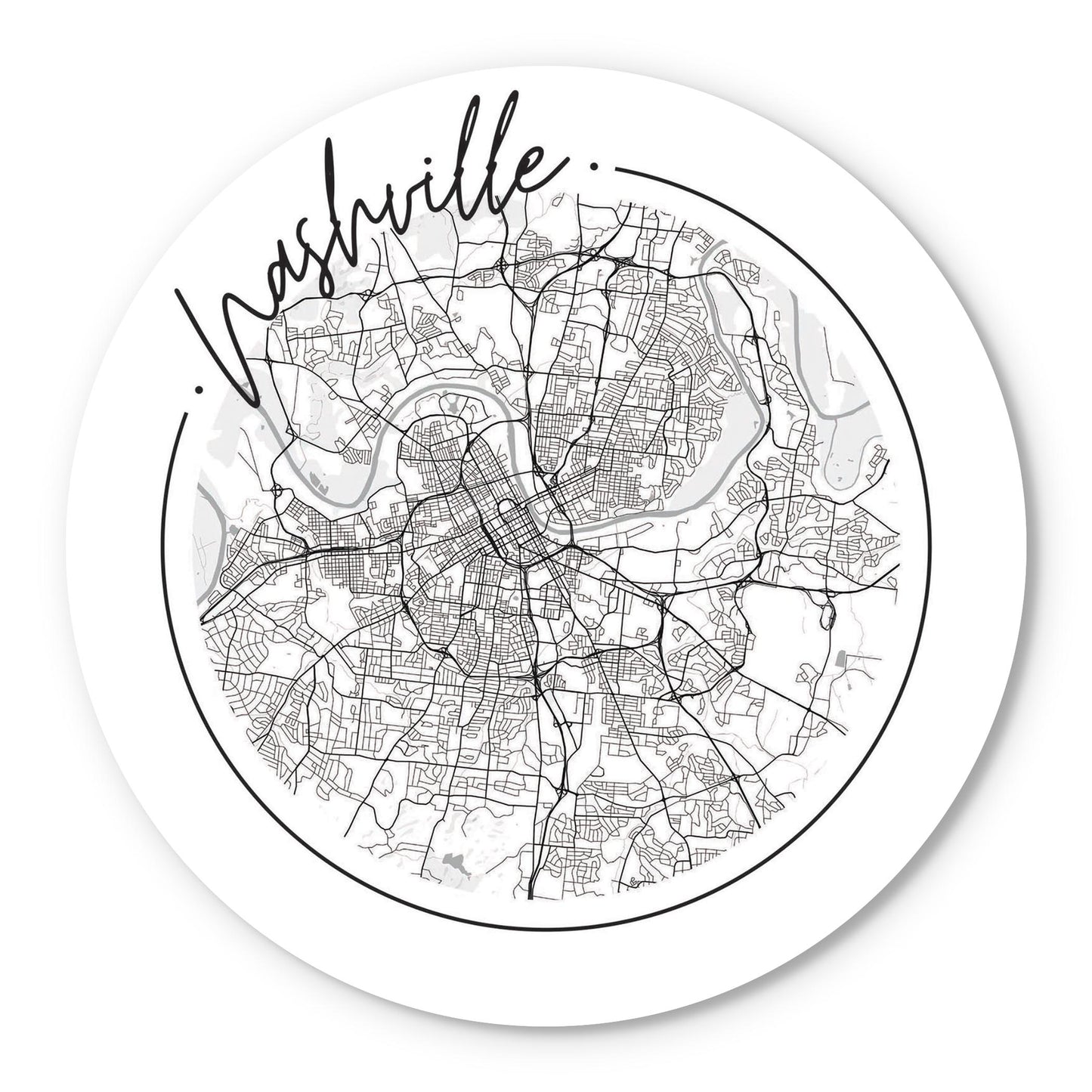 Minimalist B&W Tennessee Nashville Circle Map | Wood Sign | Eaches | Min 1