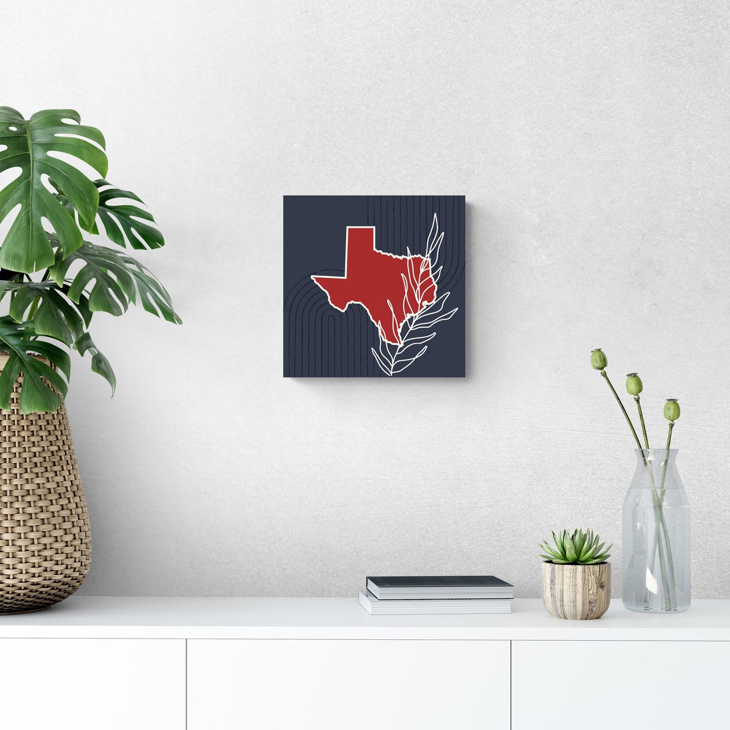 Modern Minimalist Texas Colors Shape Leaf | Wood Sign | Eaches | Min 2