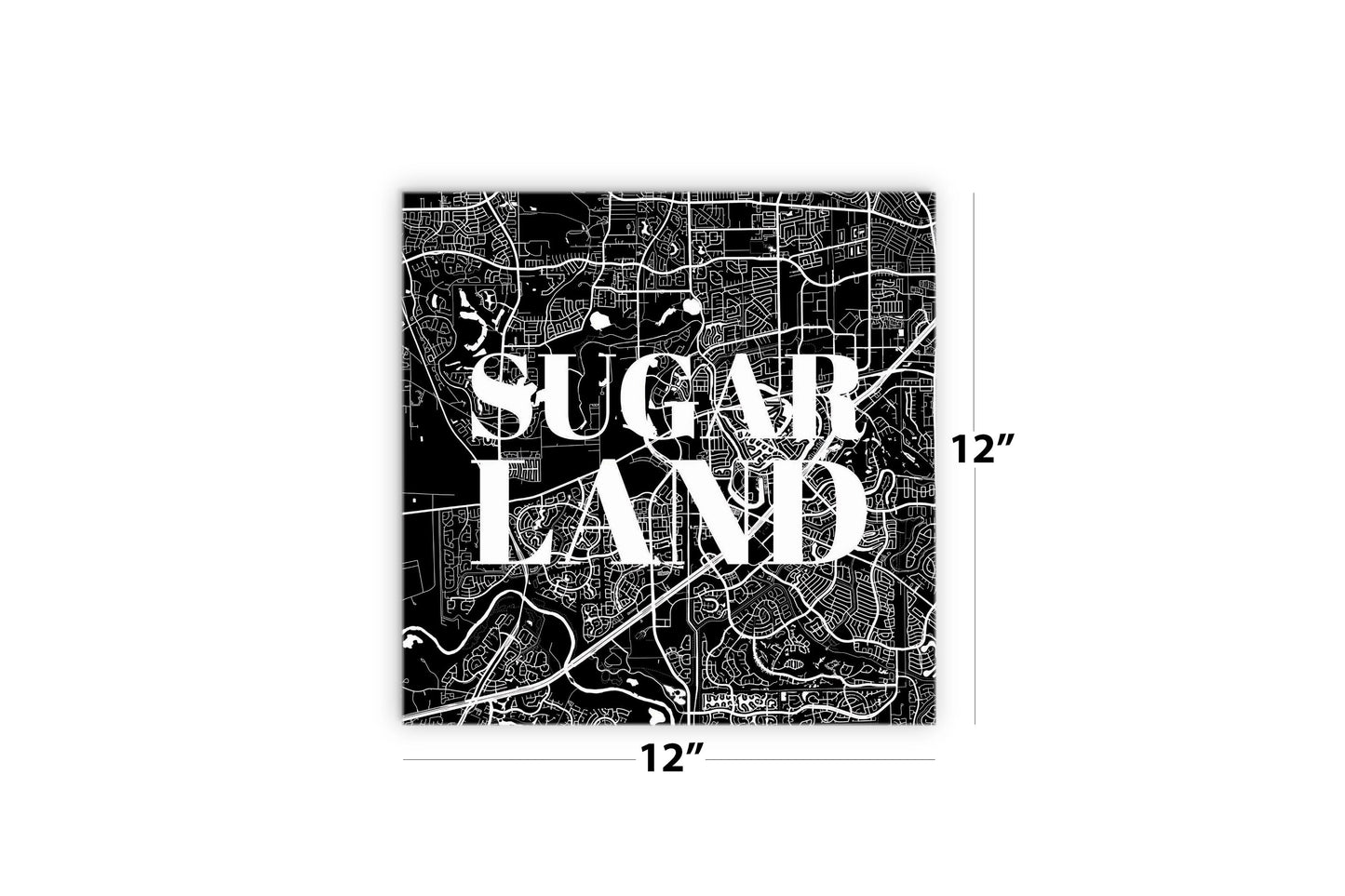 Minimalistic B&W Texas Sugarland Map | Wood Sign | Eaches | Min 2