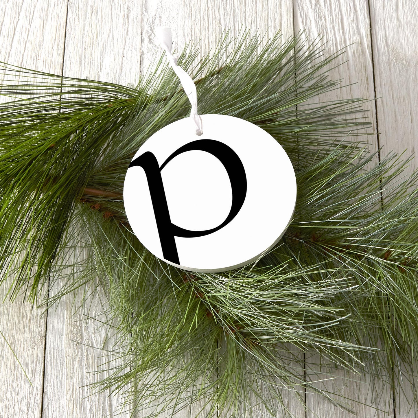 Minimalist Monogram P Circle| Wood Ornament | Eaches | Min 6