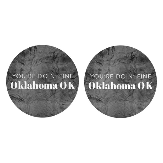 Modern Oklahoma Ok Saying | Absorbent Car Coasters | Set of 2 | Min 4