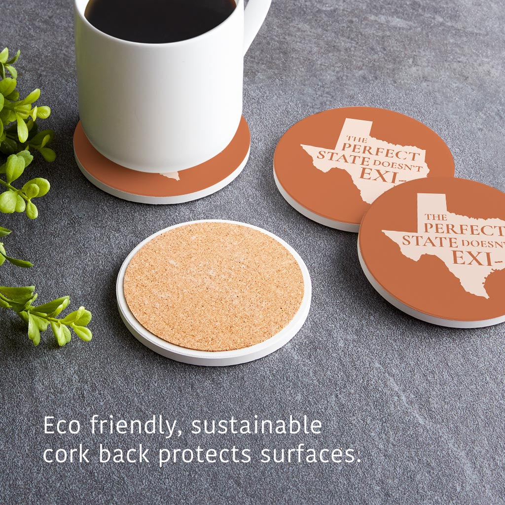 Modern Minimalist Texas The Perfect State Doesnt Exi | Absorbent Coasters | Set of 4 | Min 2