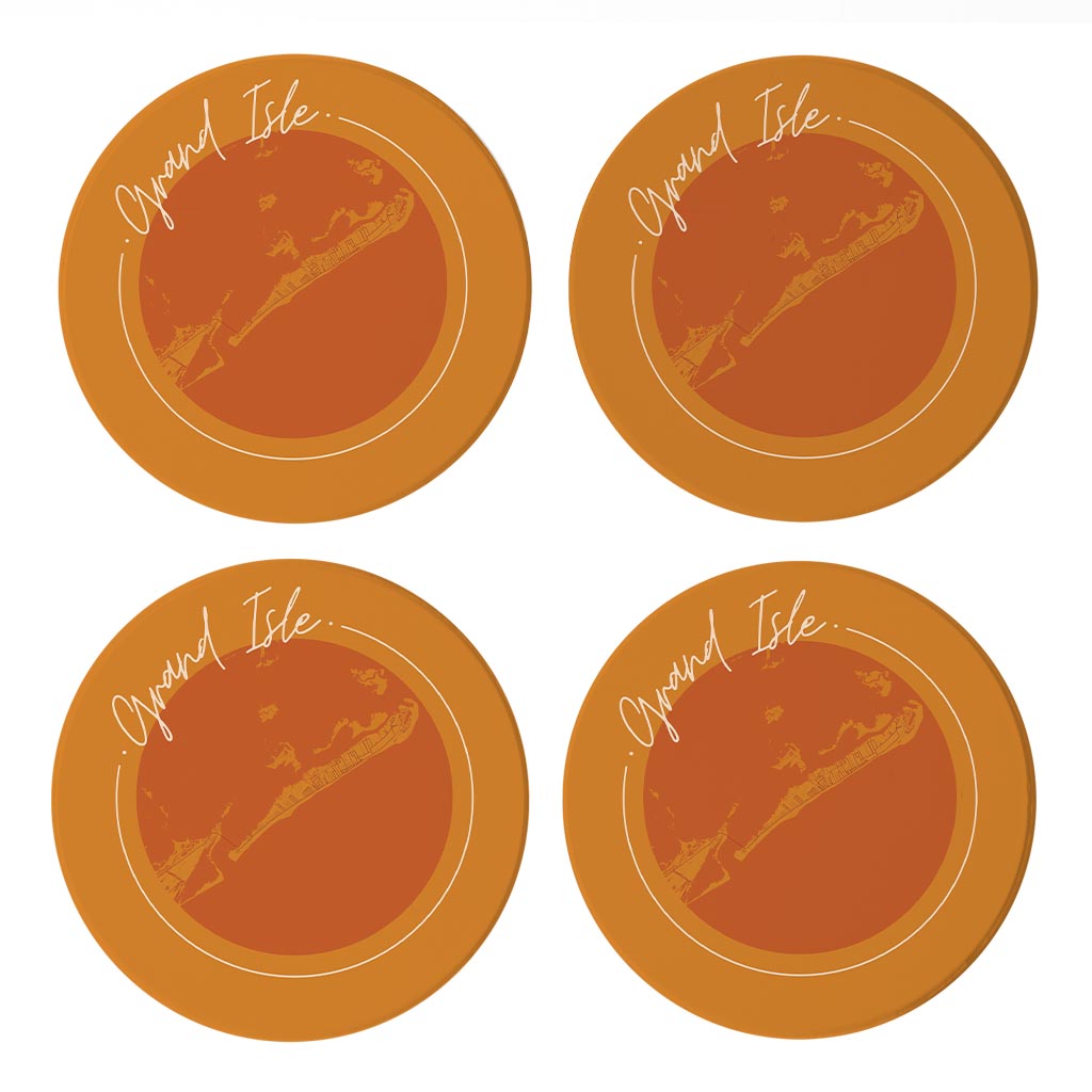 Louisiana Colorful Grand Isle Circle Map| Absorbent Coasters | Set of 4 | Min 2