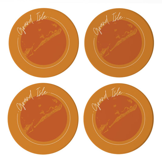 Louisiana Colorful Grand Isle Circle Map| Absorbent Coasters | Set of 4 | Min 2