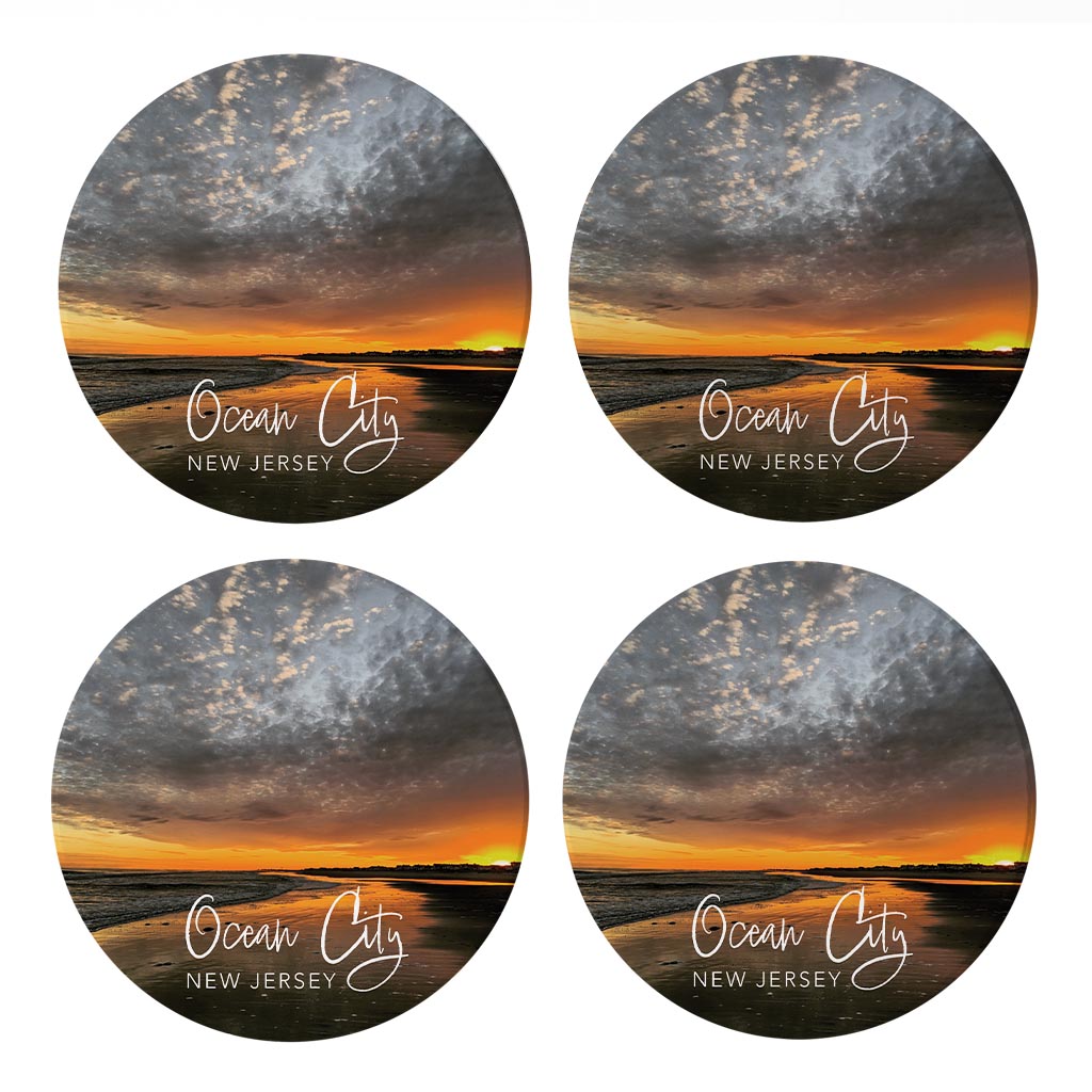 OCNJ Photo With Text | Absorbent Coasters | Set of 4 | Min 2