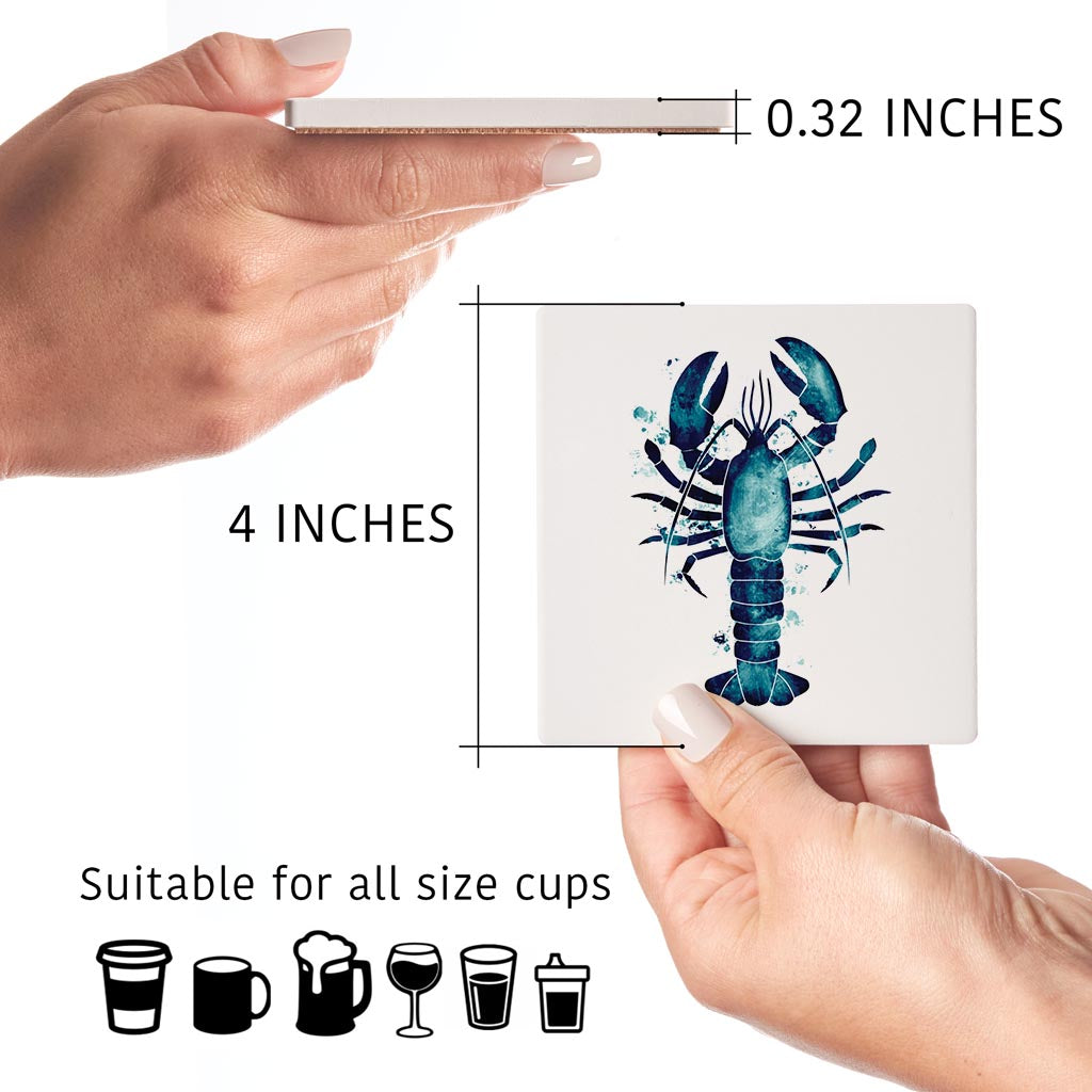 New England Water Color Lobster | Absorbent Coasters | Set of 4 | Min 2