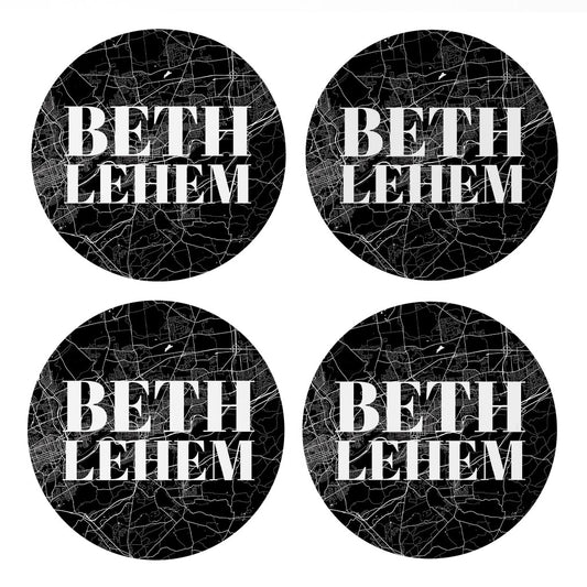 Minimalistic B&W Pennsylvania Bethlehem Map | Absorbent Coasters | Set of 4 | Min 2