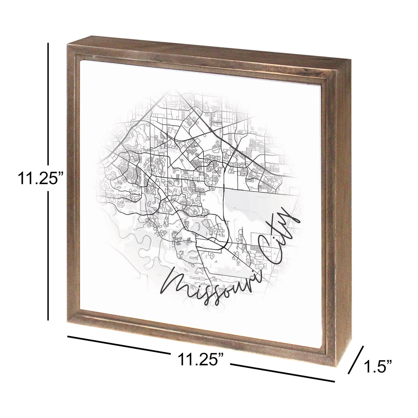 Minimalistic B&W Texas Missouri City Circle Map | Wood Sign | Eaches | Min 1